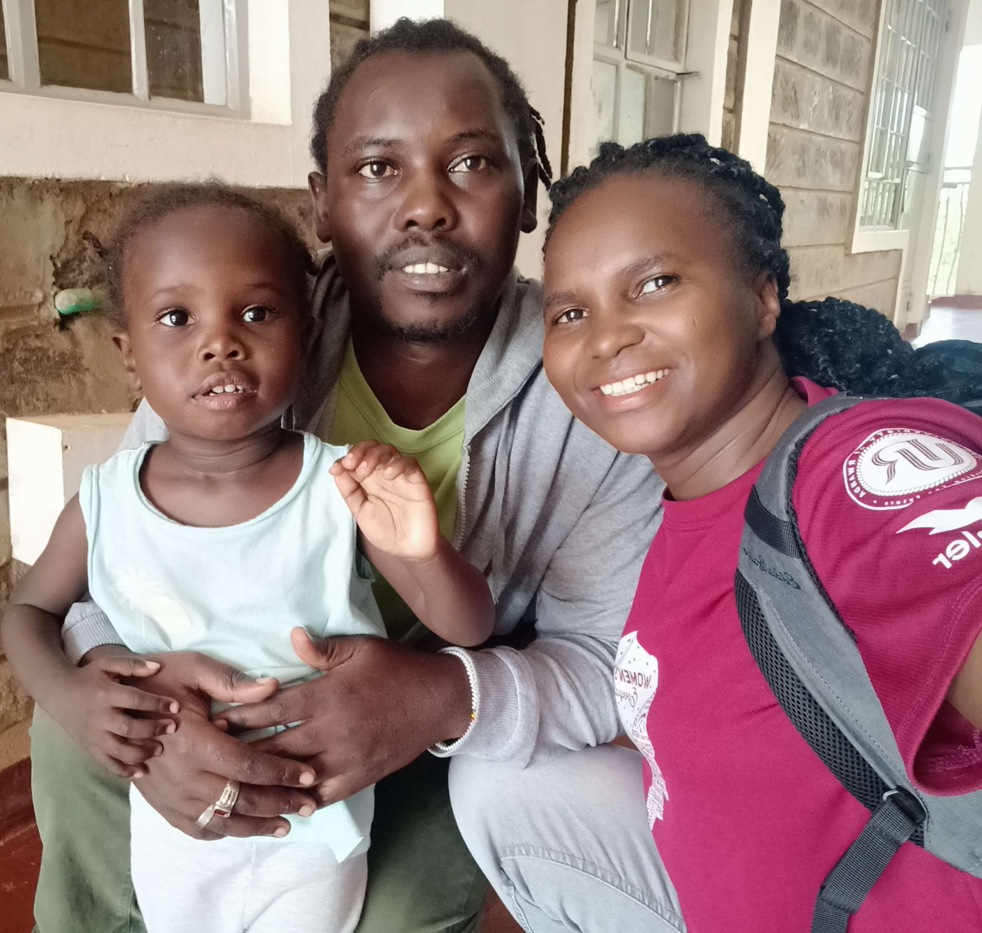 With daughter and partner
